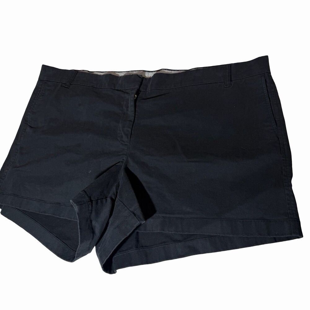 J. Crew Shorts Women's Size 22 Plus Black Chino Flat Front High Waist 4" Inseam